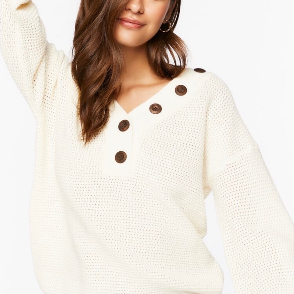 Open Knit Buttoned Sweater